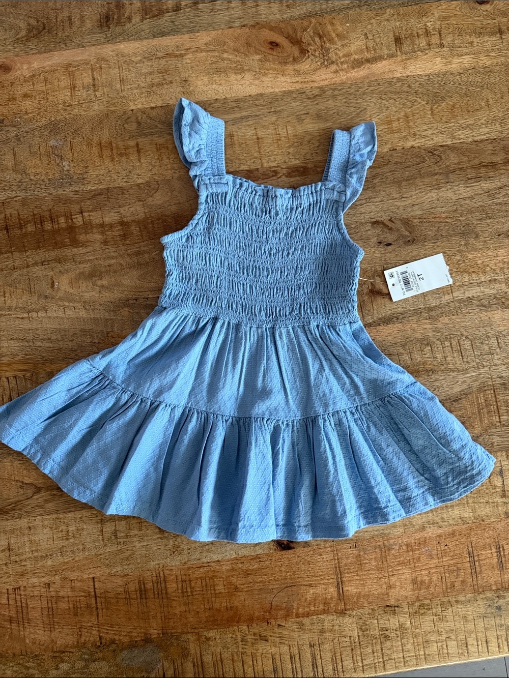 Epic Threads Light Blue Smocked Flutter Strap Dress
